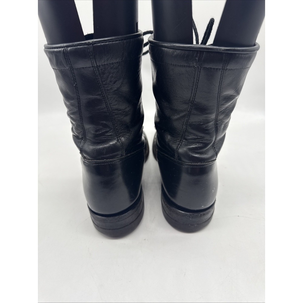 Vtg Justin Boots Womens 6.5B Black Leather Lace Up Combat Fringe Kiltie USA - Picture 8 of 15